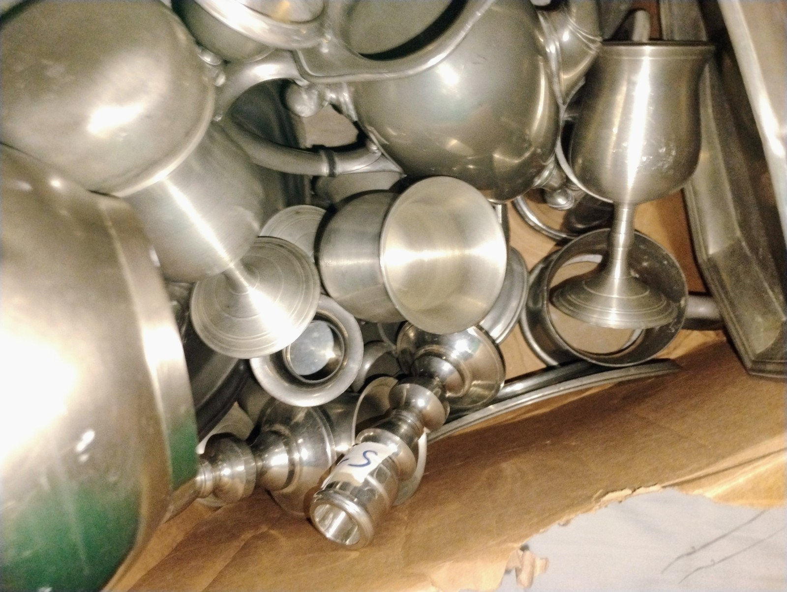 18 lb Scrap Pewter Lot All Marked No Wilton No Armetale No Weighted Pieces Melt