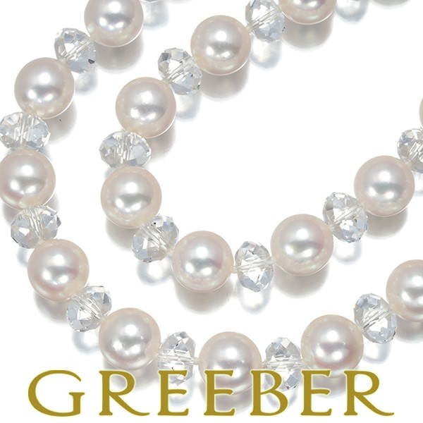 TASAKI Necklace Pearl 7.0 7.5mm Crystal Valie Long Silver BLJ