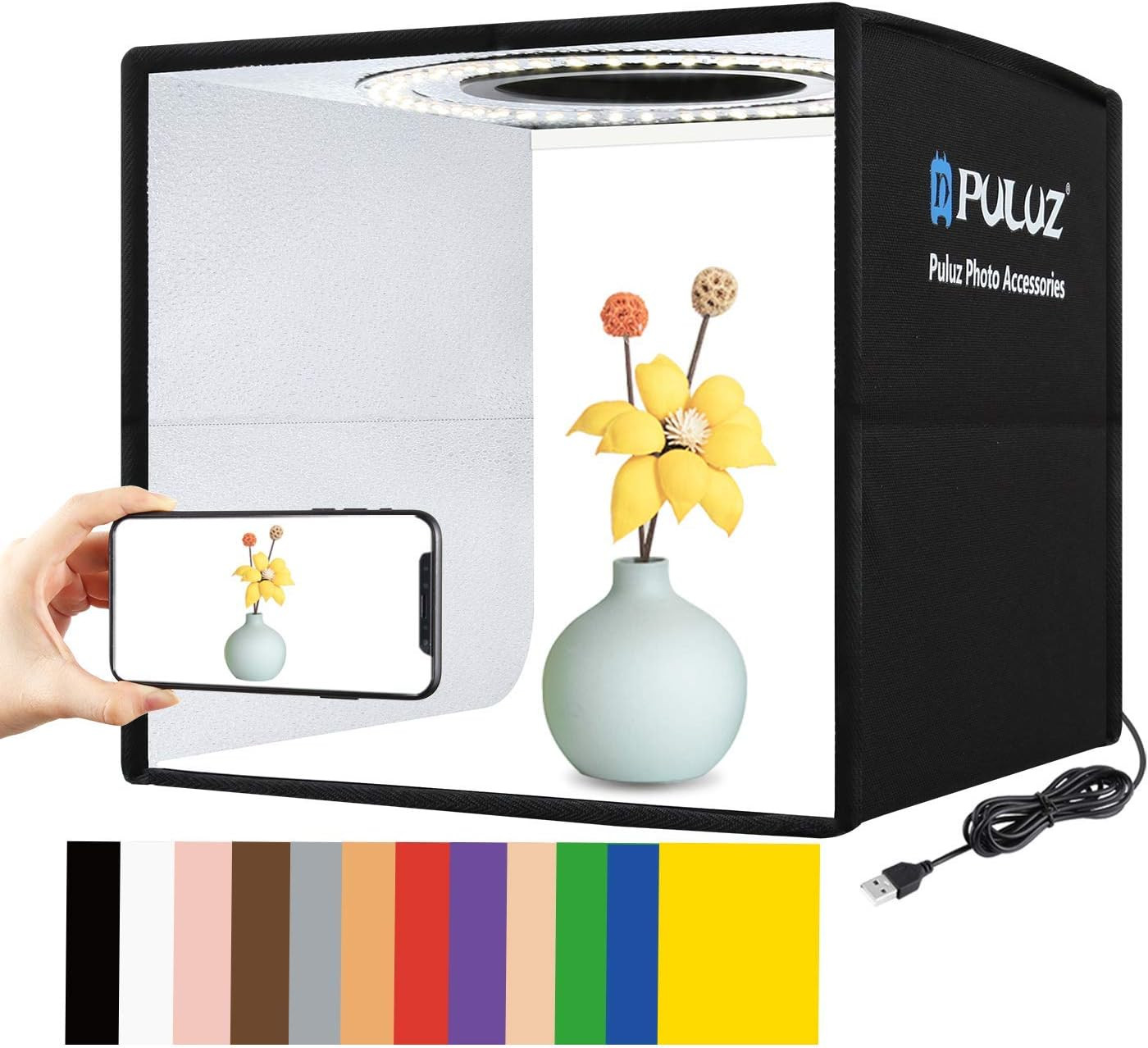 Foldable Photo Box Portable Studio Kit 12 Background Colors LED Dimmable Photogr