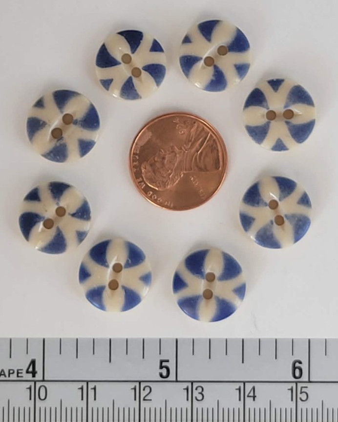 8 ANTIQUE #28 CHINA STENCIL buttons--BLUE-- MEDIUM