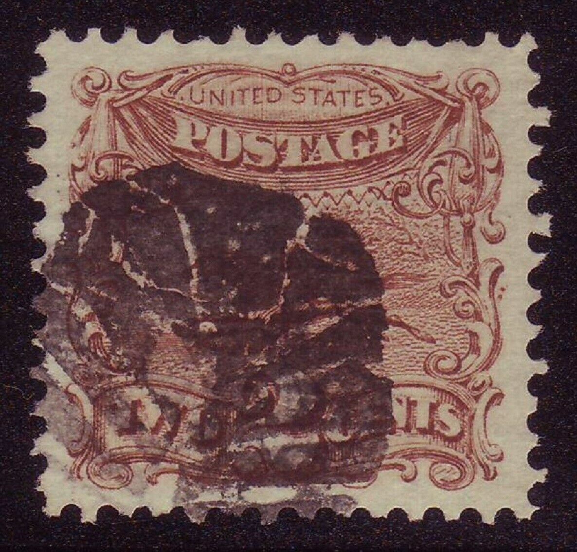 113 (2c Pictorial) - A GEM with BIG MARGINS & RARE LEAF FANCY CANCEL !!