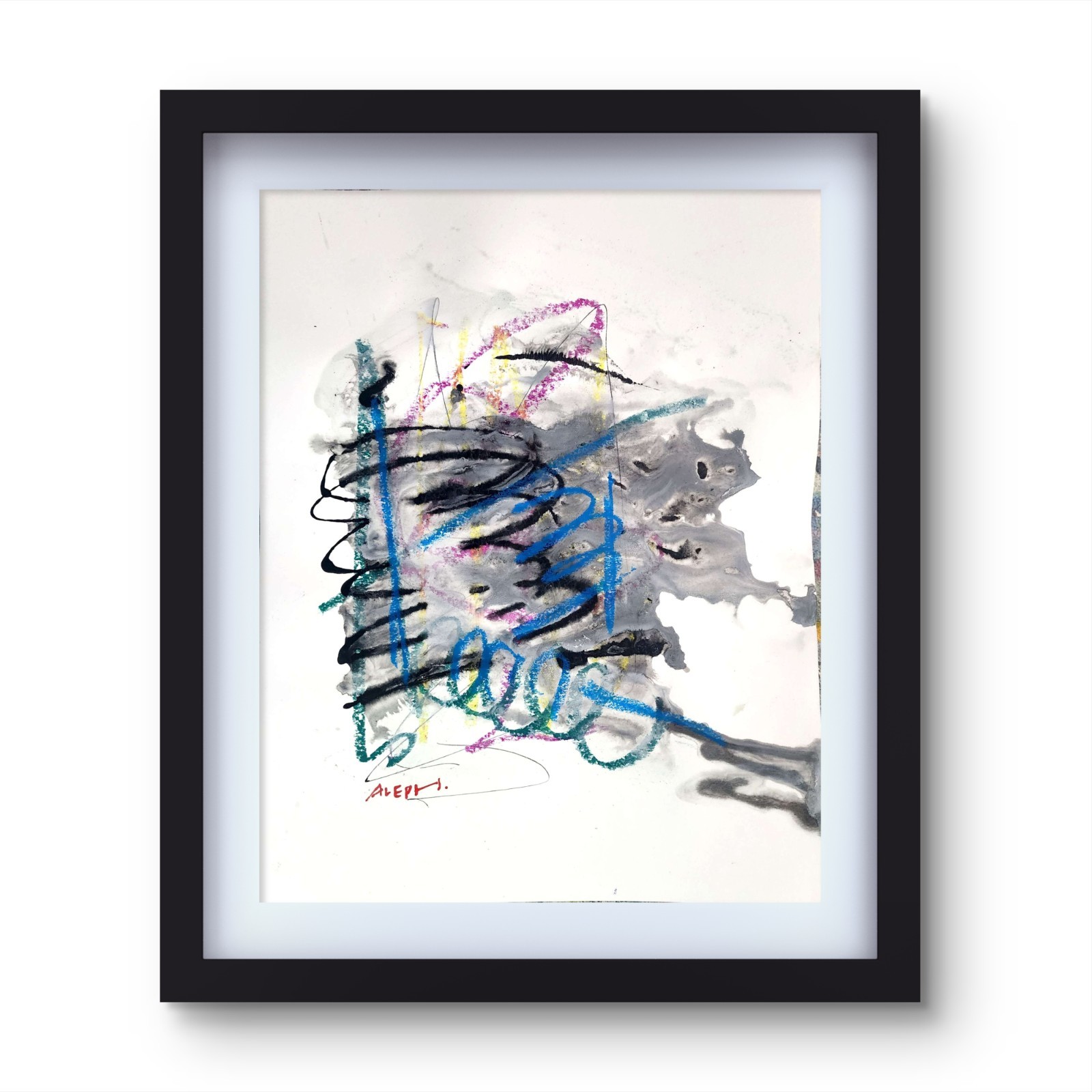 Aleph Original Art 14x11 Abstract Expressionist Painting On Gallery Paper