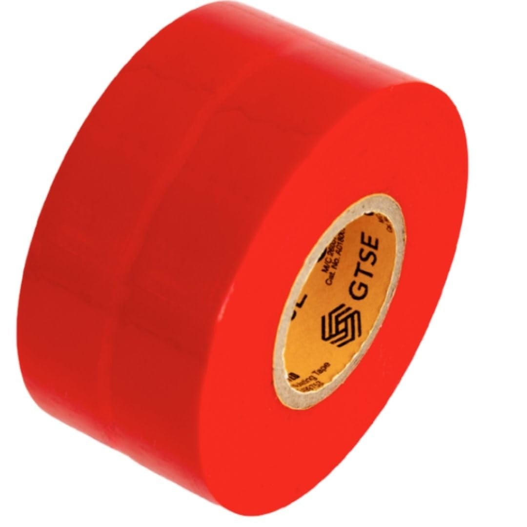 "GTSE Wide Red Electrical Tape 2""x66ft Waterproof Industrial Vinyl 600V"