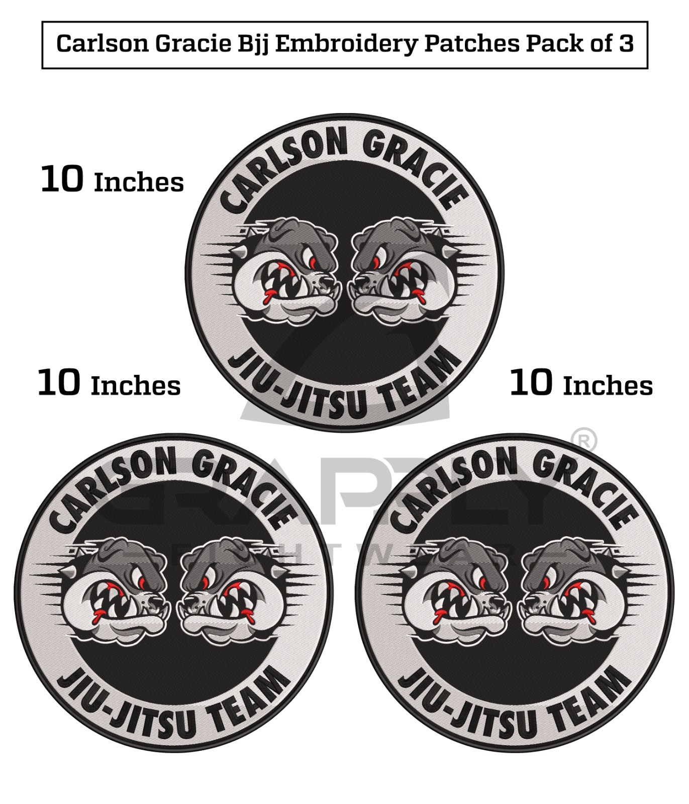 Carlson Gracie Embroidery Patches Gracie Jiujitsu Patches  BJJ Gi Patches Pack 3