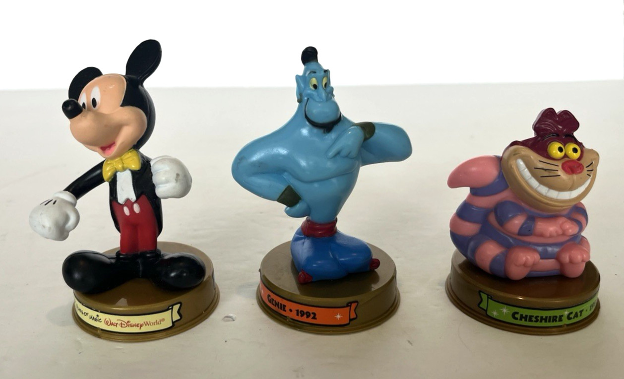 Disney Vintage 2002 Happy Meal Toys 100 Years of Magic: Cheshire Cat,Mick, Genie