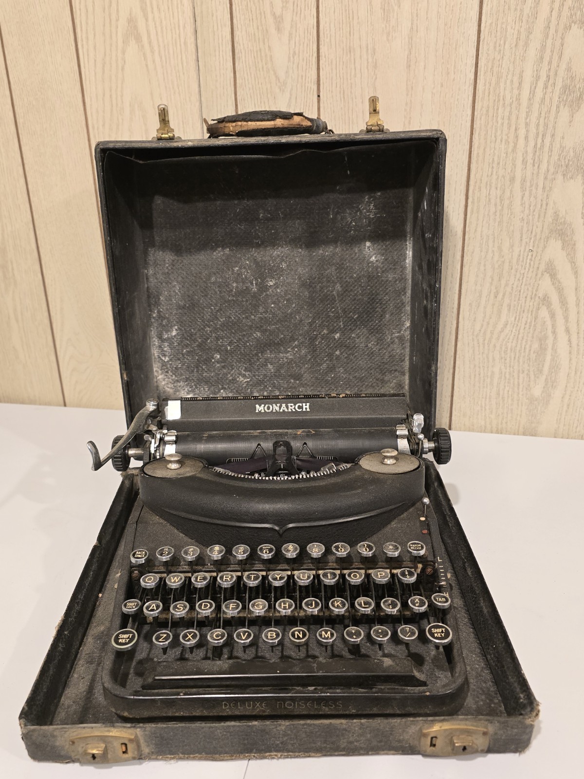 Remington Rand Monarch Antique Manual Typewriter Black Vintage Collectible