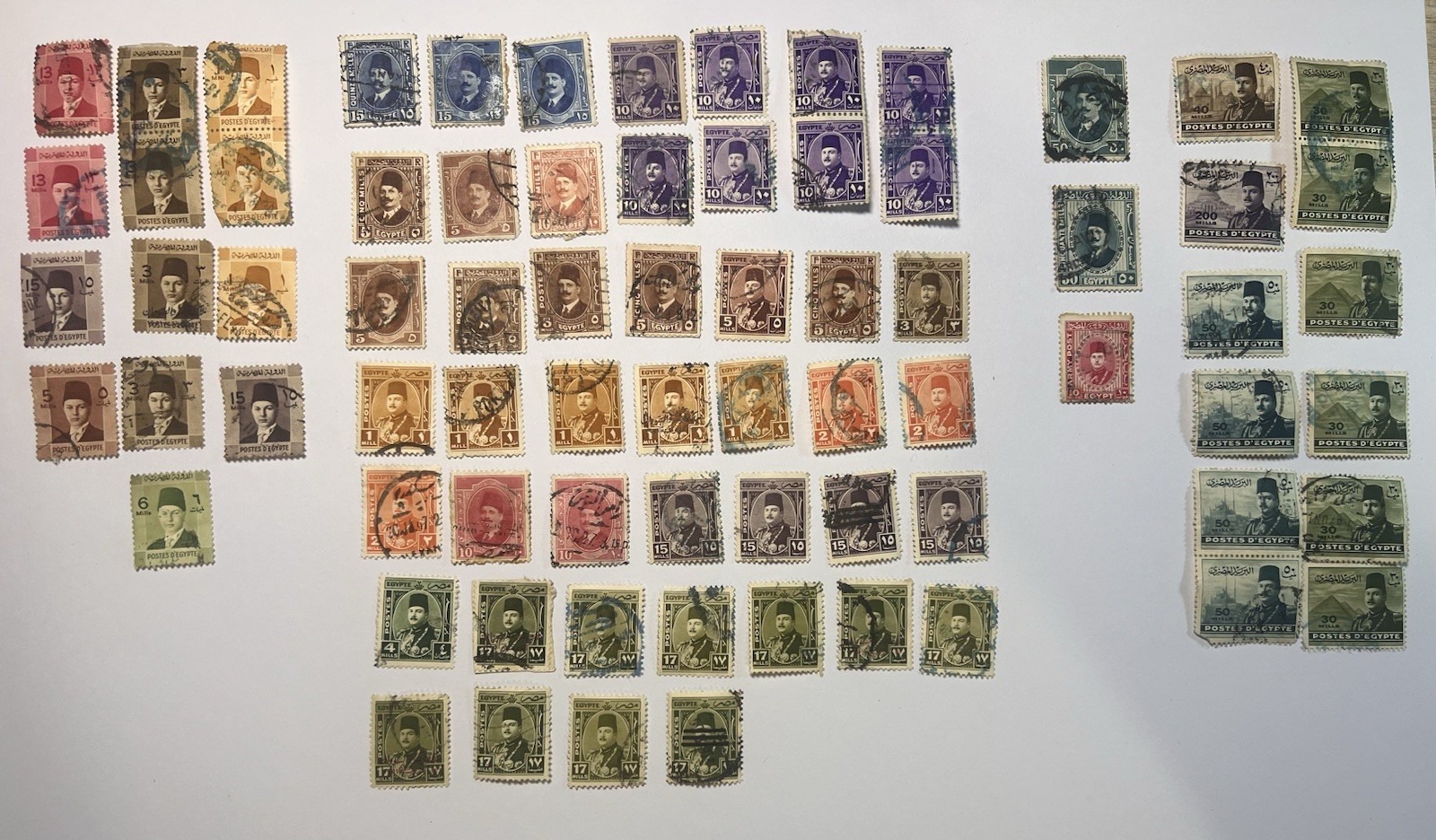 Egypt King Farouk & Fuad Used Stamp Collection Lot Airmail High Values