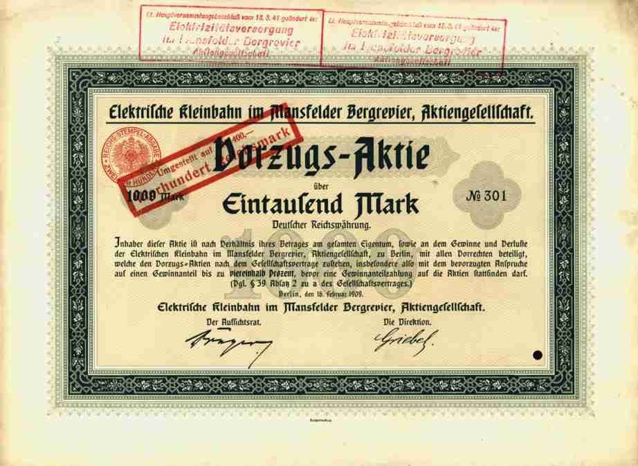 Electric Kleinbahn Mansfeld Bergrevier 1909 Berlin Halle Saale Eisleben EF