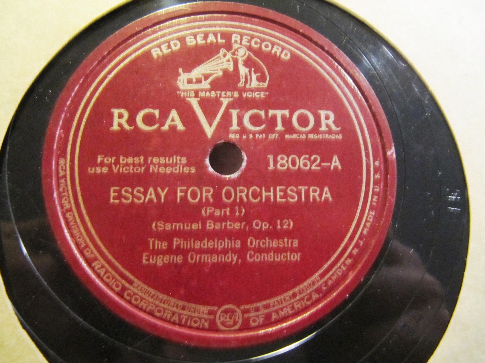 First Rec 1940 SAMUEL BARBER ESSAY FOR ORCHESTRA Op. 12 Ormandy VICTOR 18053