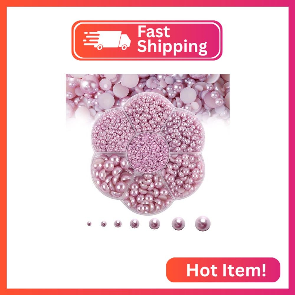 5600PCS Half Round Pearls Flatback Imitation Pearls for Crafts,7 Sizes for DIY N