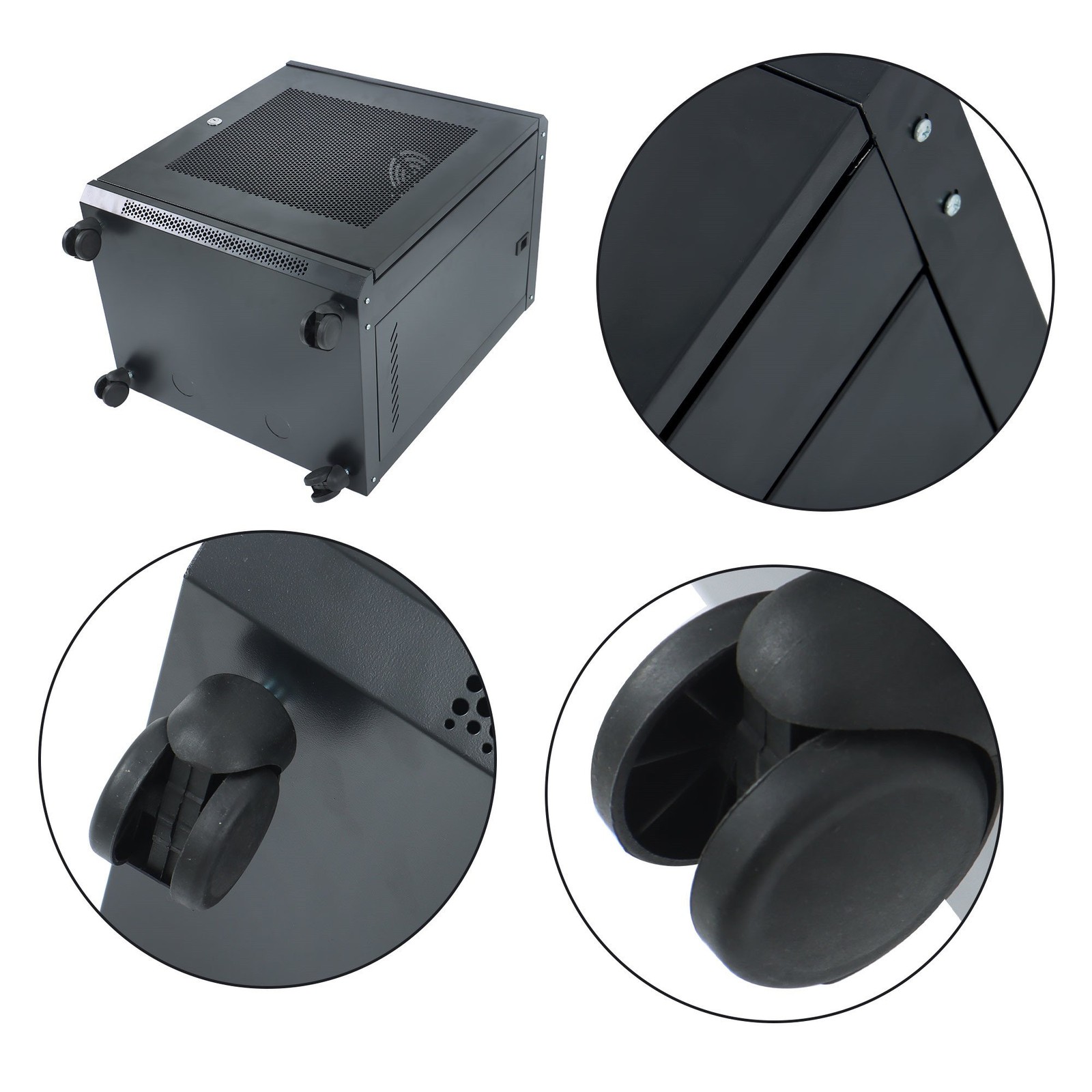 12U Server Rack Enclosure Wall Mount Iron Mesh Cabinet Enclosure 15.5'' Deep