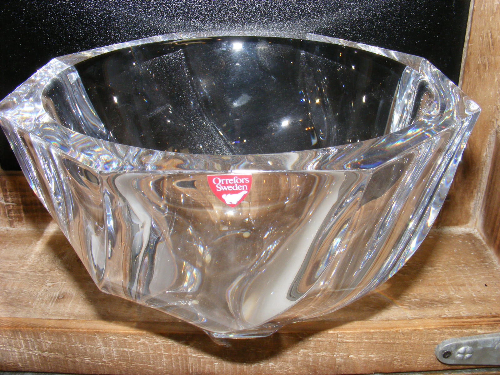 Orrefors Crystal BOWL Heavy Modernist Deco Cut 5" 7.5" Diameter Modern Art Glass