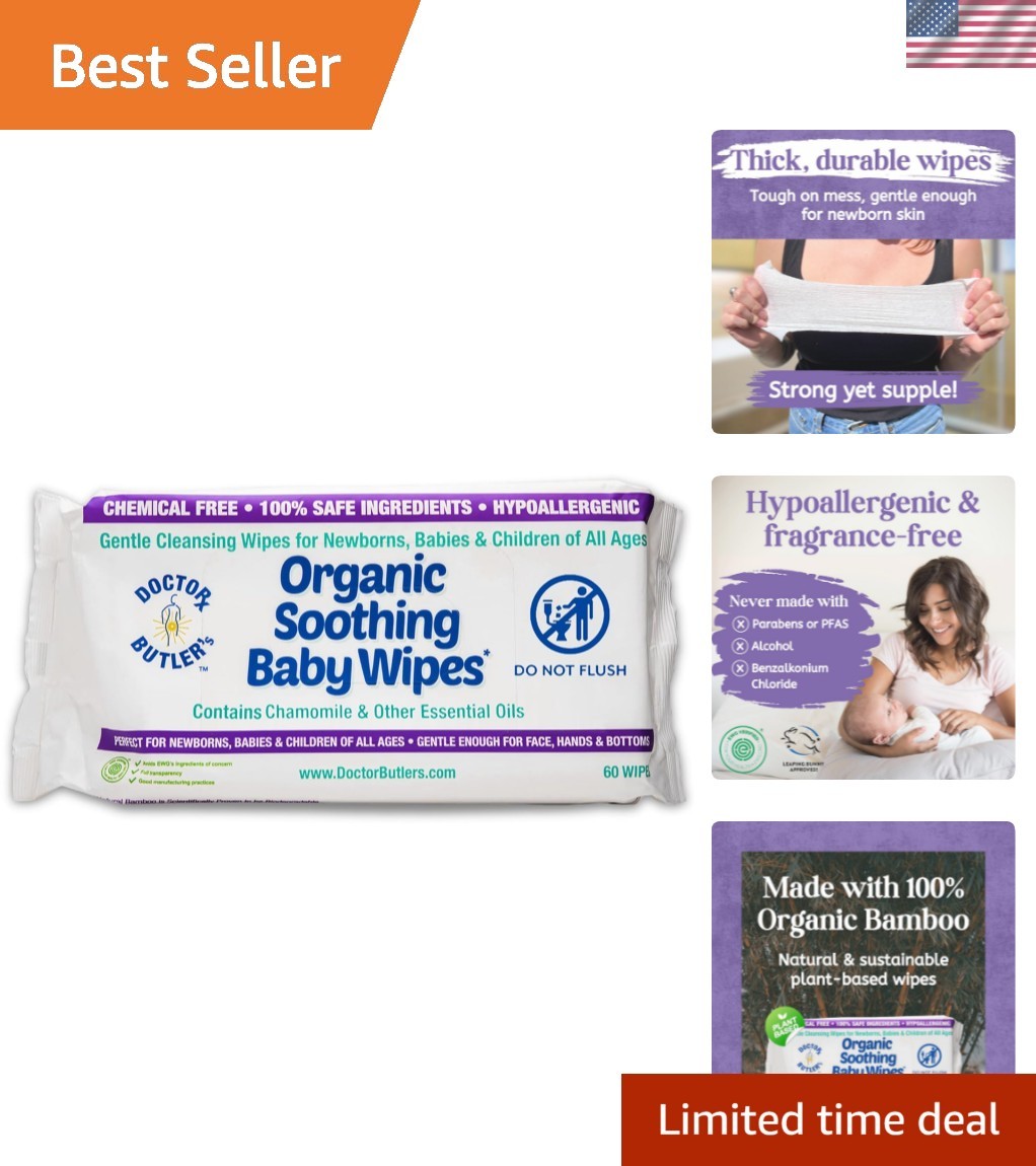 Organic Baby Wipes - Hypoallergenic & Unscented Baby Wipes, Safe for Baby Sen...