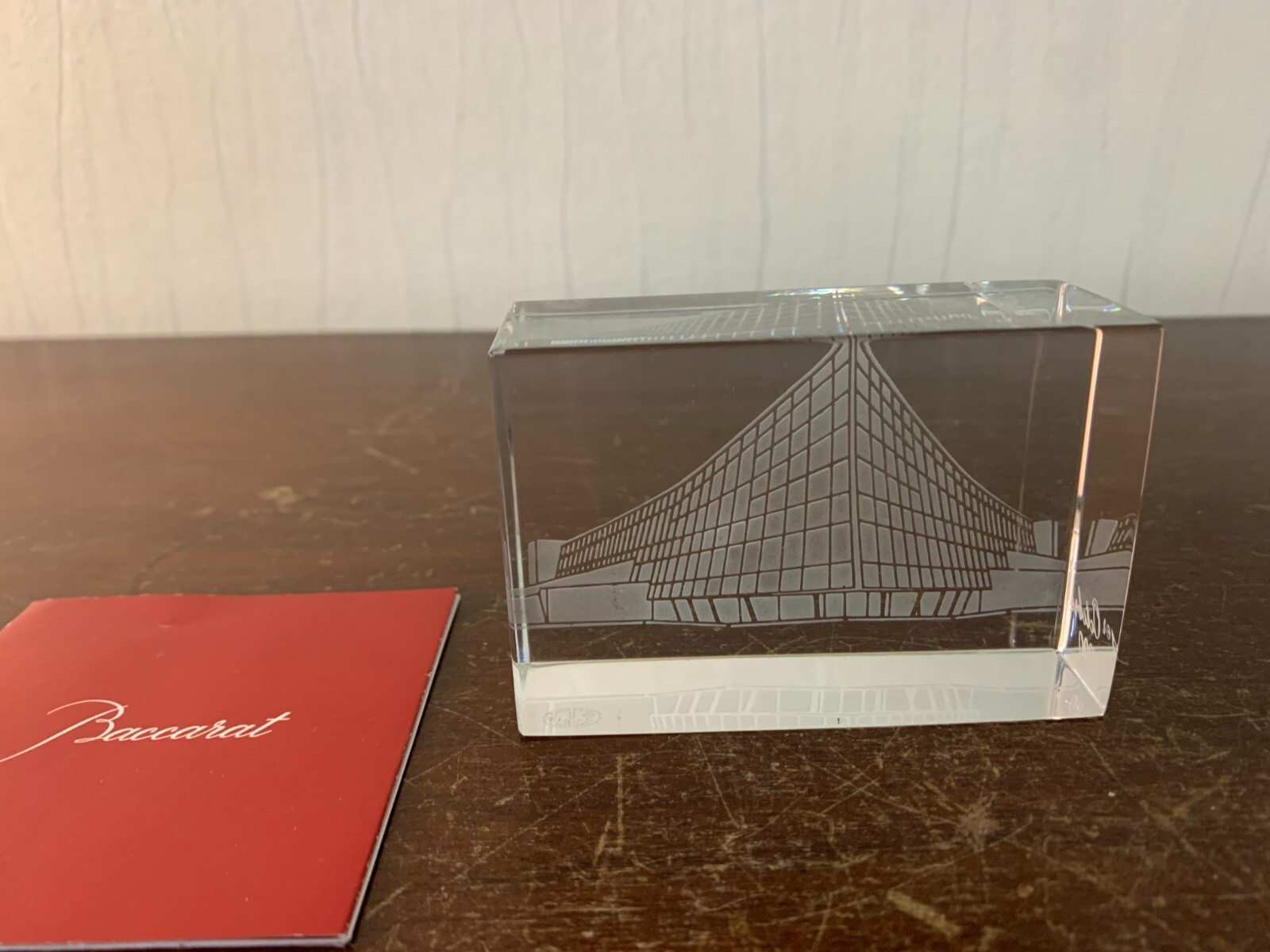 Baccarat Crystal Paper Press Building Engraving Block