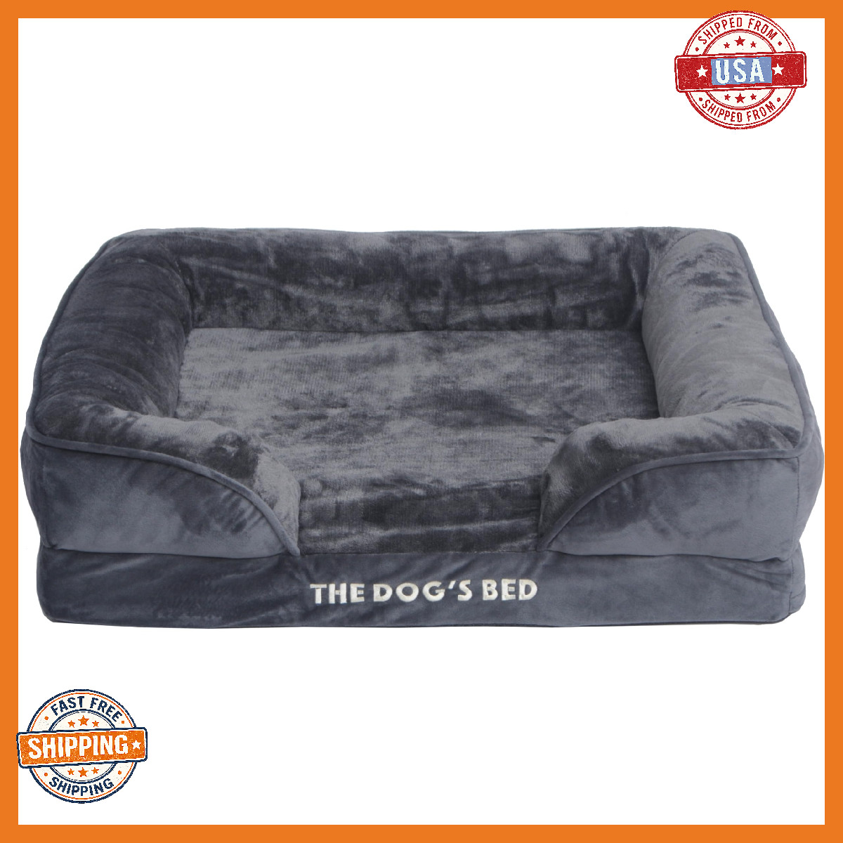 Dog Bed Replacement Outer Cover Bolster Standard Foam Beds Flannel Grey Medium