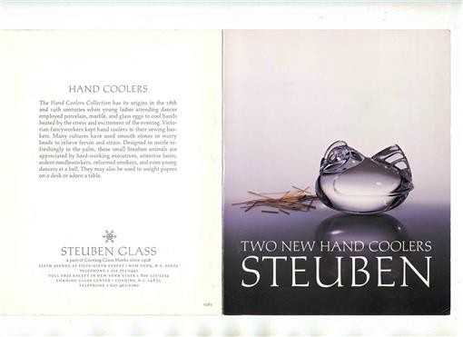 Steuben Two New Hand Coolers Brochure with Pricing and Ordering Information 1982