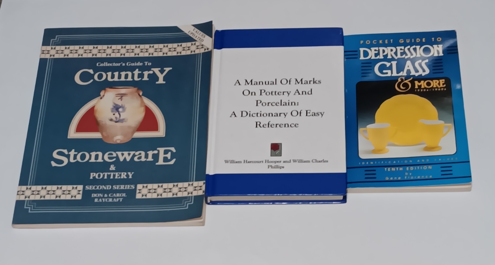 3 Guide Book Lot For Stoneware, Pottery and Depression Glass Hooper Florence