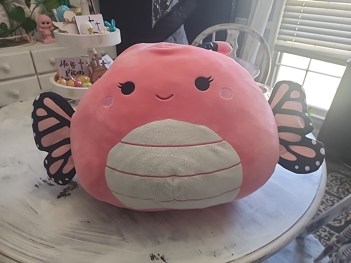 Squishmallows Original 14" Andreina Pink Monarch Butterfly White Sparkle Big
