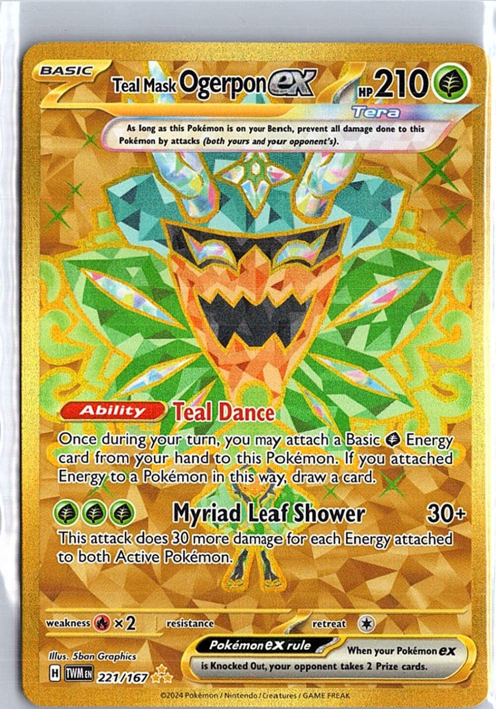 Teal Mask Ogerpon ex Hyper Rare SV06: Twilight Masquerade 221/167 NM