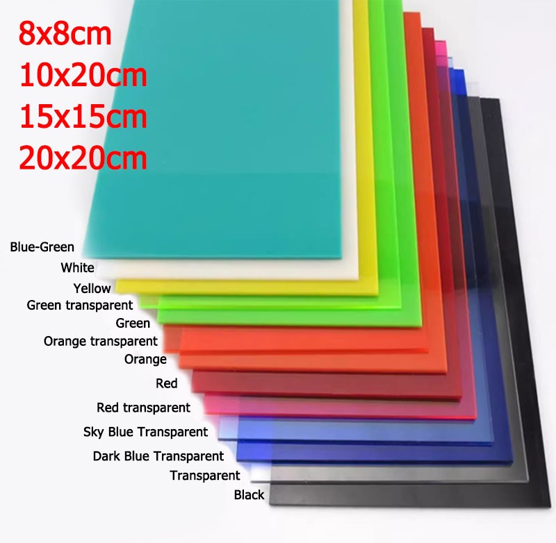 Color Acrylic Sheet Panel Plastic Plate 8x8cm 10x20cm 15x15cm 20x20cm