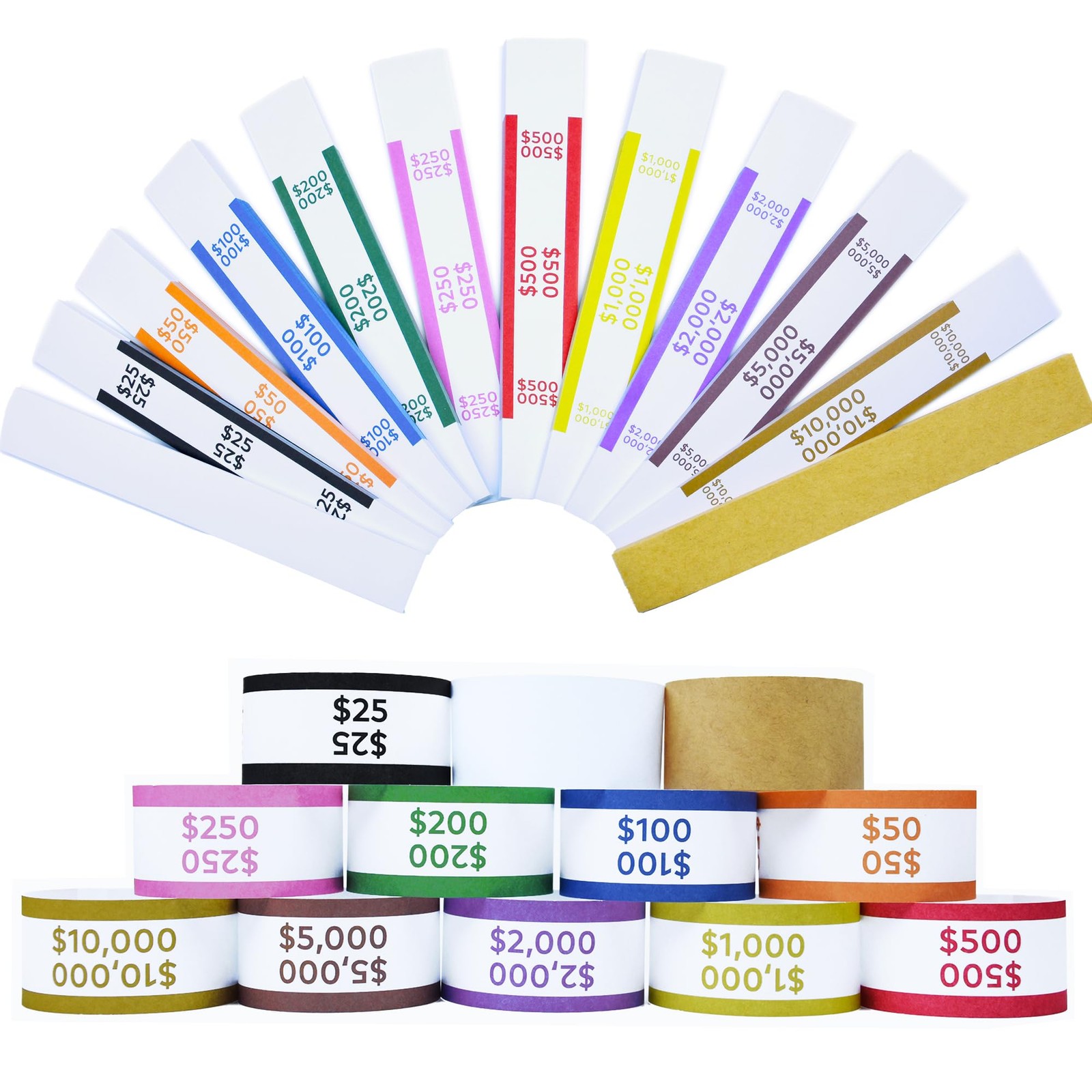 600Pcs Money Bands for Cash - Self-Adhesive Money Wrappers for Bills, Currency S