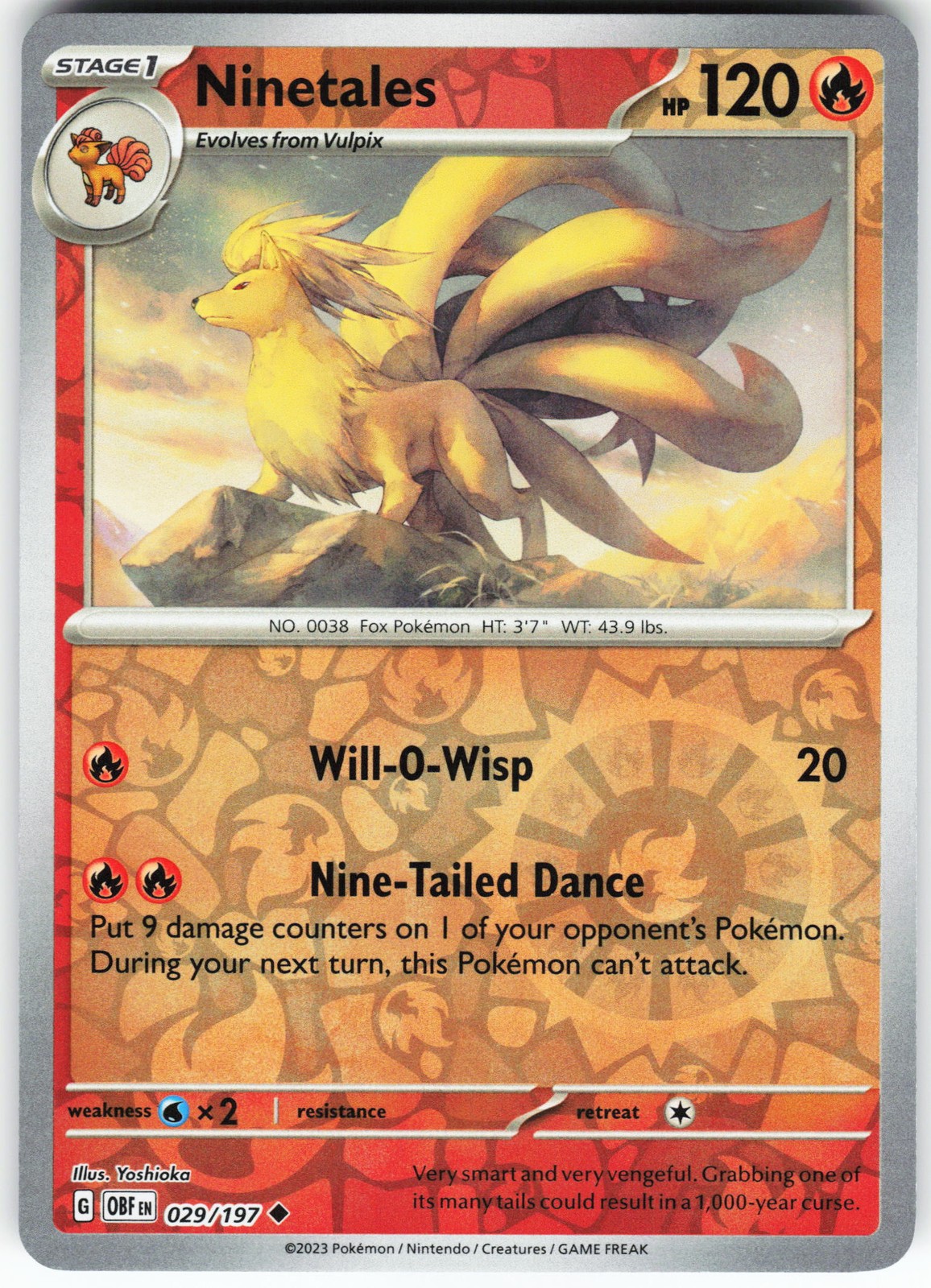 Ninetales 029/197 Pokemon SV03: Obsidian Flames Reverse Holo Uncommon NM/LP