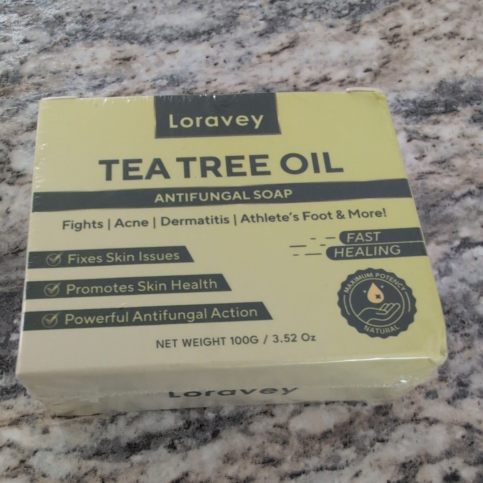 Loravey Antifungal Relief Soap Bar, New Tea Tree 3.5 Ounce (Pack of 1), 3.5Oz