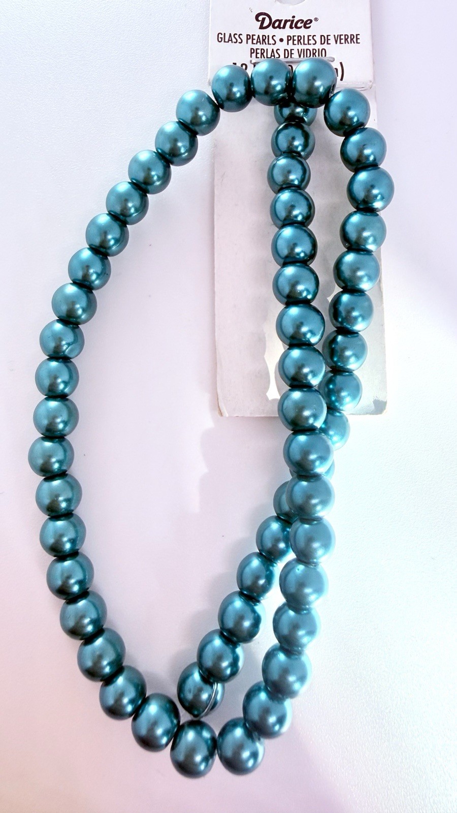 Darice Glass Pearl Beads 6mm Teal 12” Strand