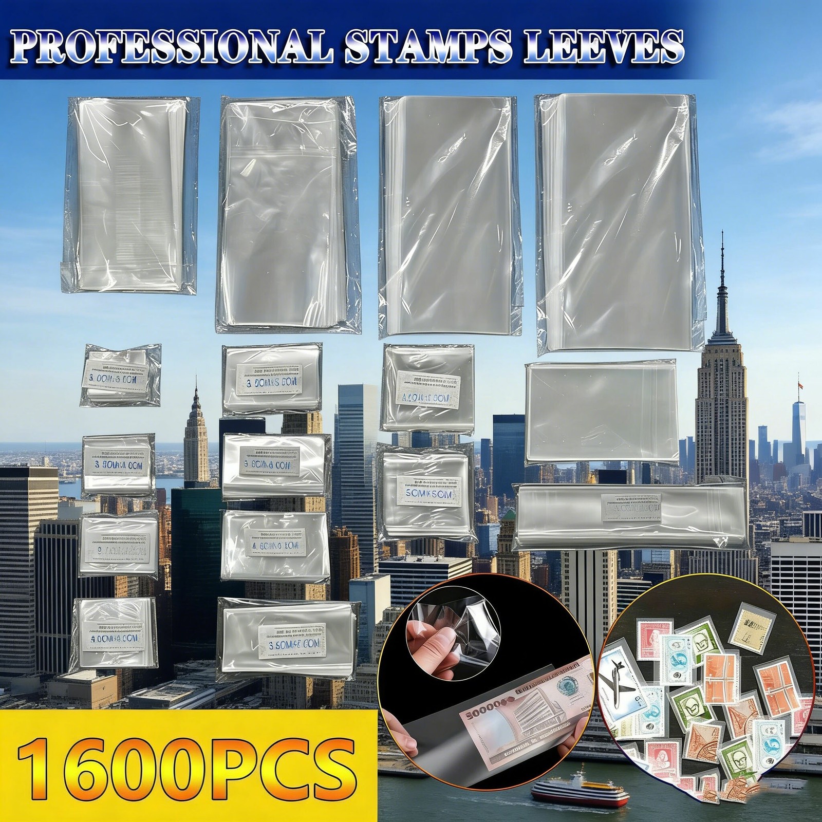 Professional 16-Model OPP Stamp Bags | 100Pcs/Bag 1600Pcs Total