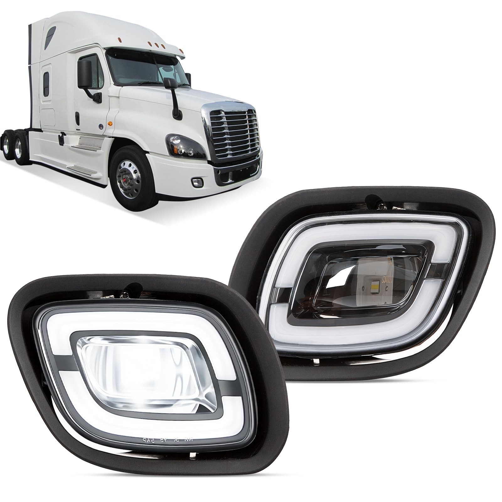 Fog lights for Freightliner Cascadia 2008-2017 Replacement White Fog Lights L...