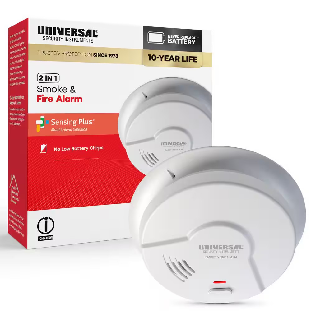 10-Year Battery Powered Smoke and Fire Detector with Ionization Sensor