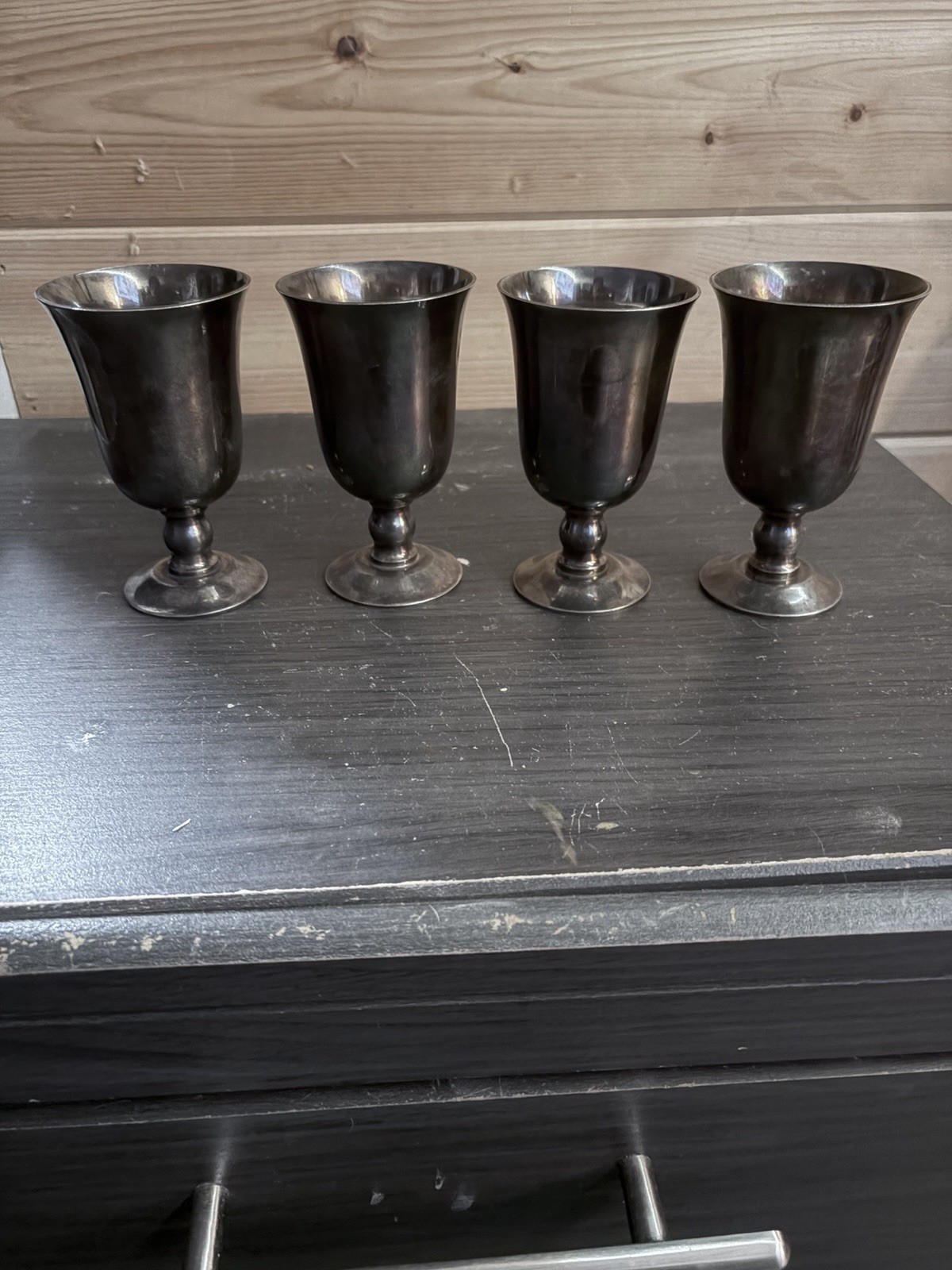 XRF Tested 90% Antique Silver Goblets Set of 4