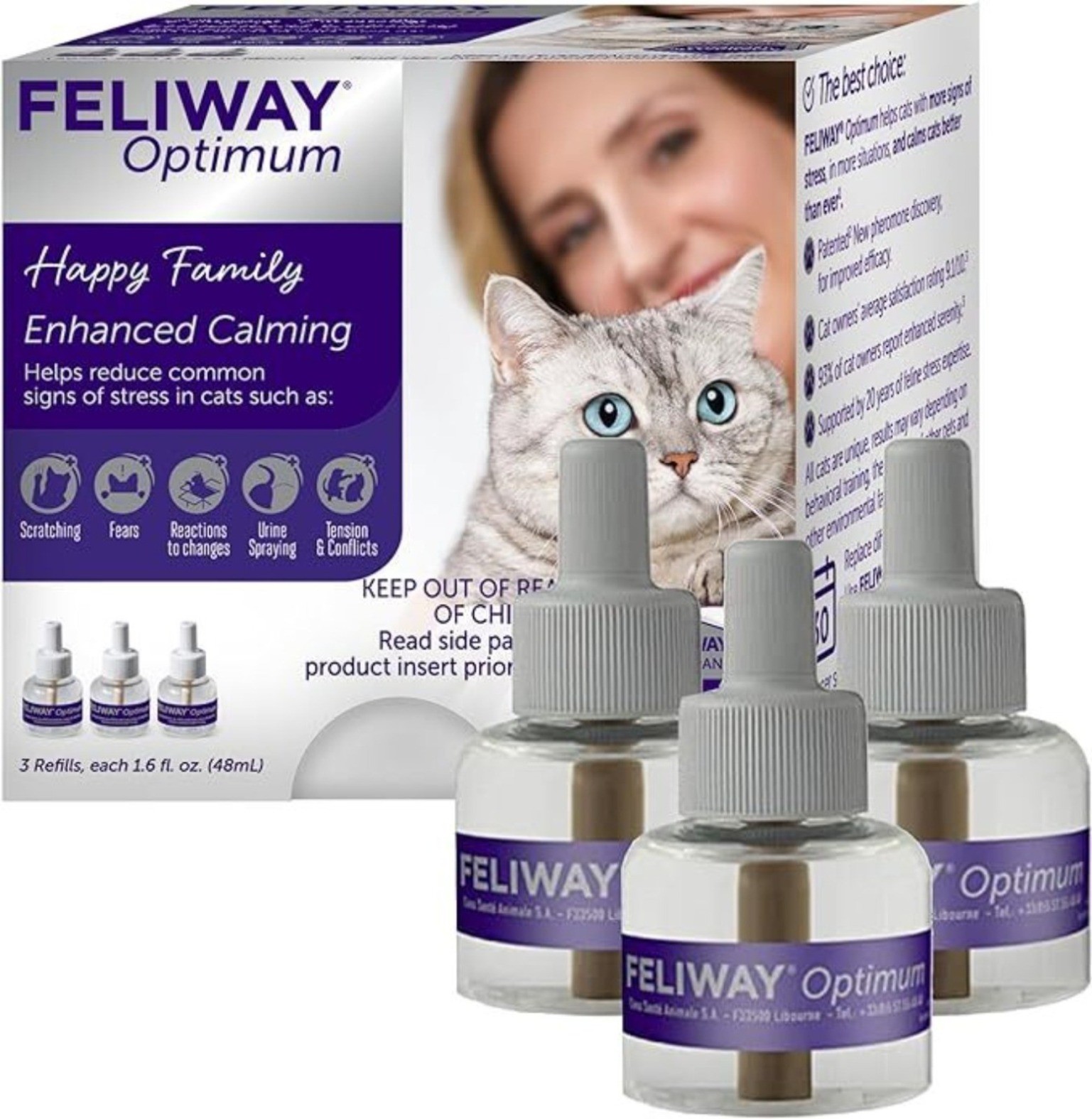 feli wayOptimum Optimum Cat Enhanced Calming Pheromone 3×30 Days 48ml sealed