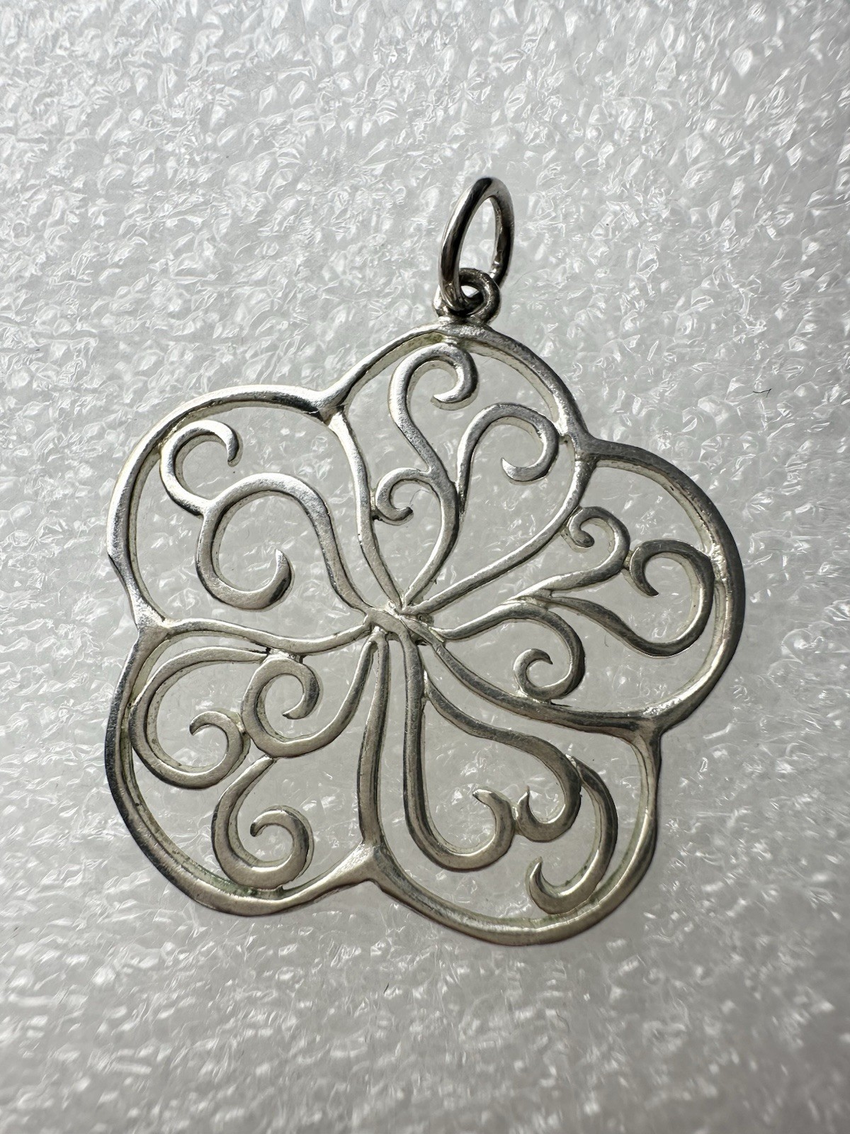 Sterling Silver Openwork Filigree Flower Design Pendant 925