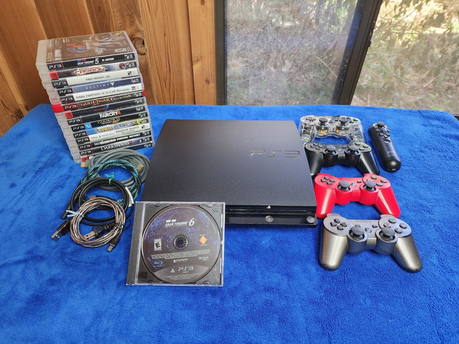 Sony PlayStation 3 Slim Console w/ Controllers, Cables & 13 Games Lot