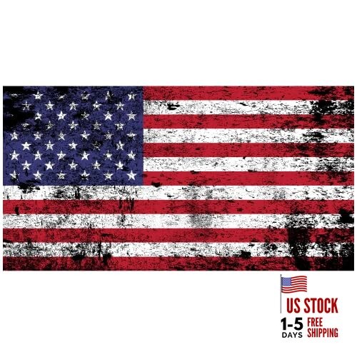  American Flag Decal - Patriotic Vinyl Bumper Sticker for Cars, Distressed Flag