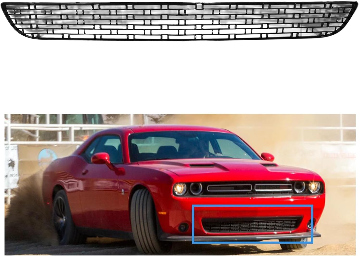  Front Bumper Lower Grille Grill Compatible with 2015-2022 Dodge Challenger 