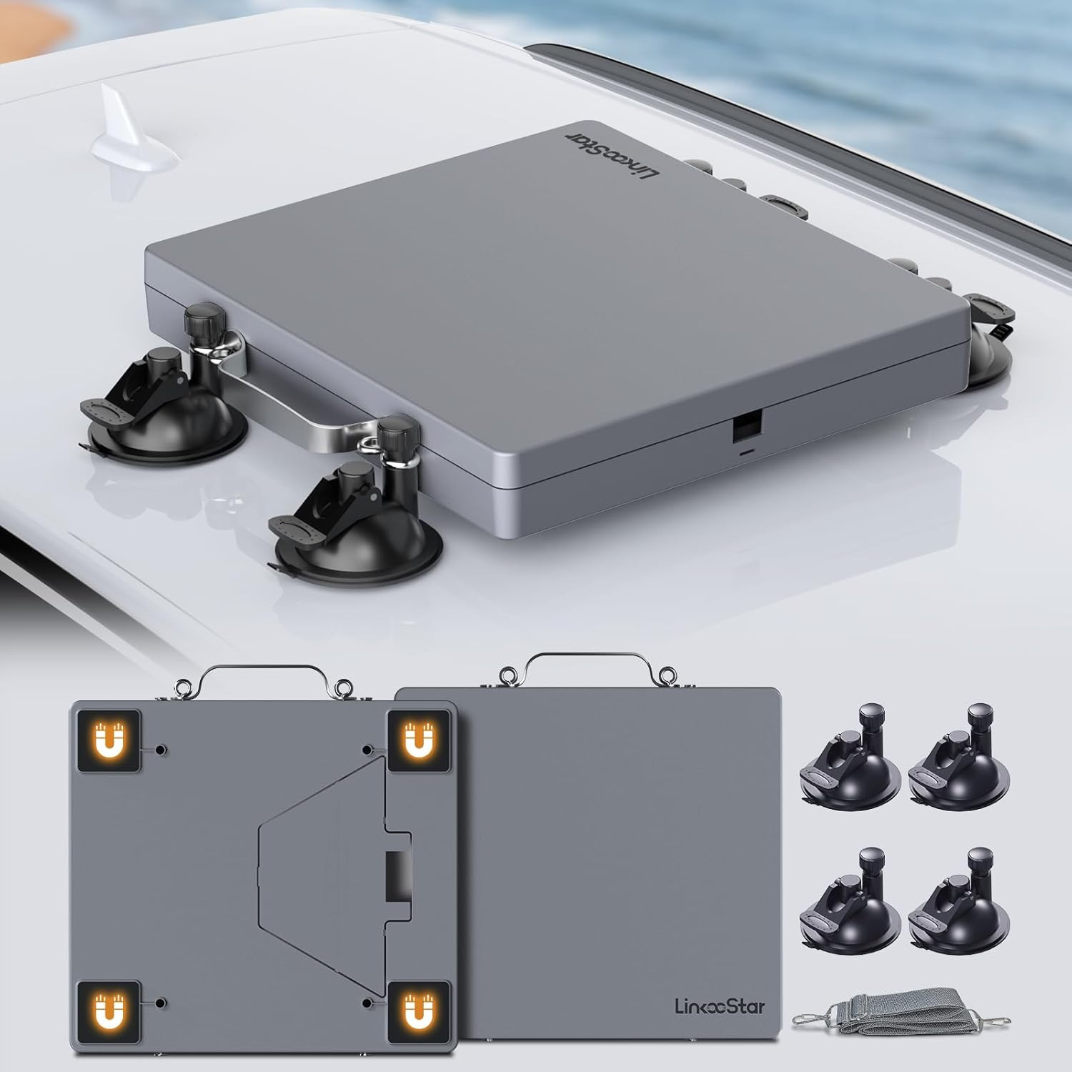 Magnetic Suction Cup Mount with Protective Case for Starlink Mini, 2 in 1 Satell