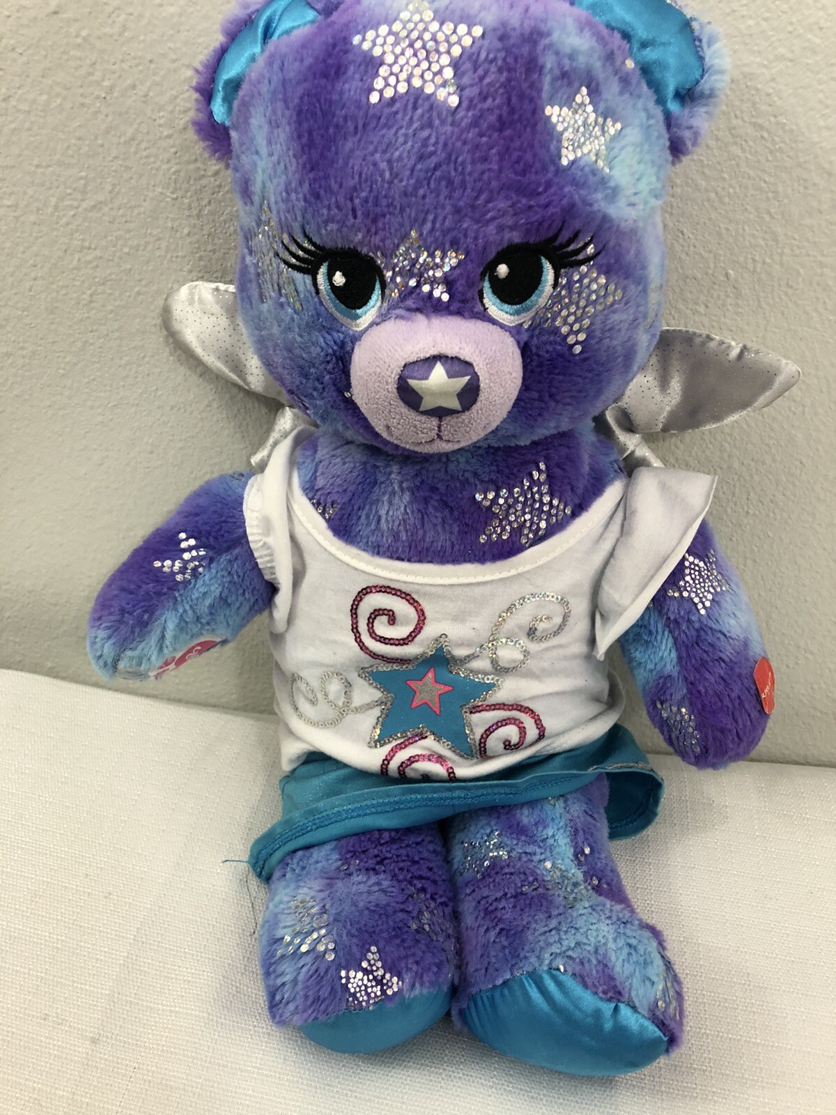 Starbright Build A Bear Purple Silver Stars Wings Magic Sound Light Up Plush 17"