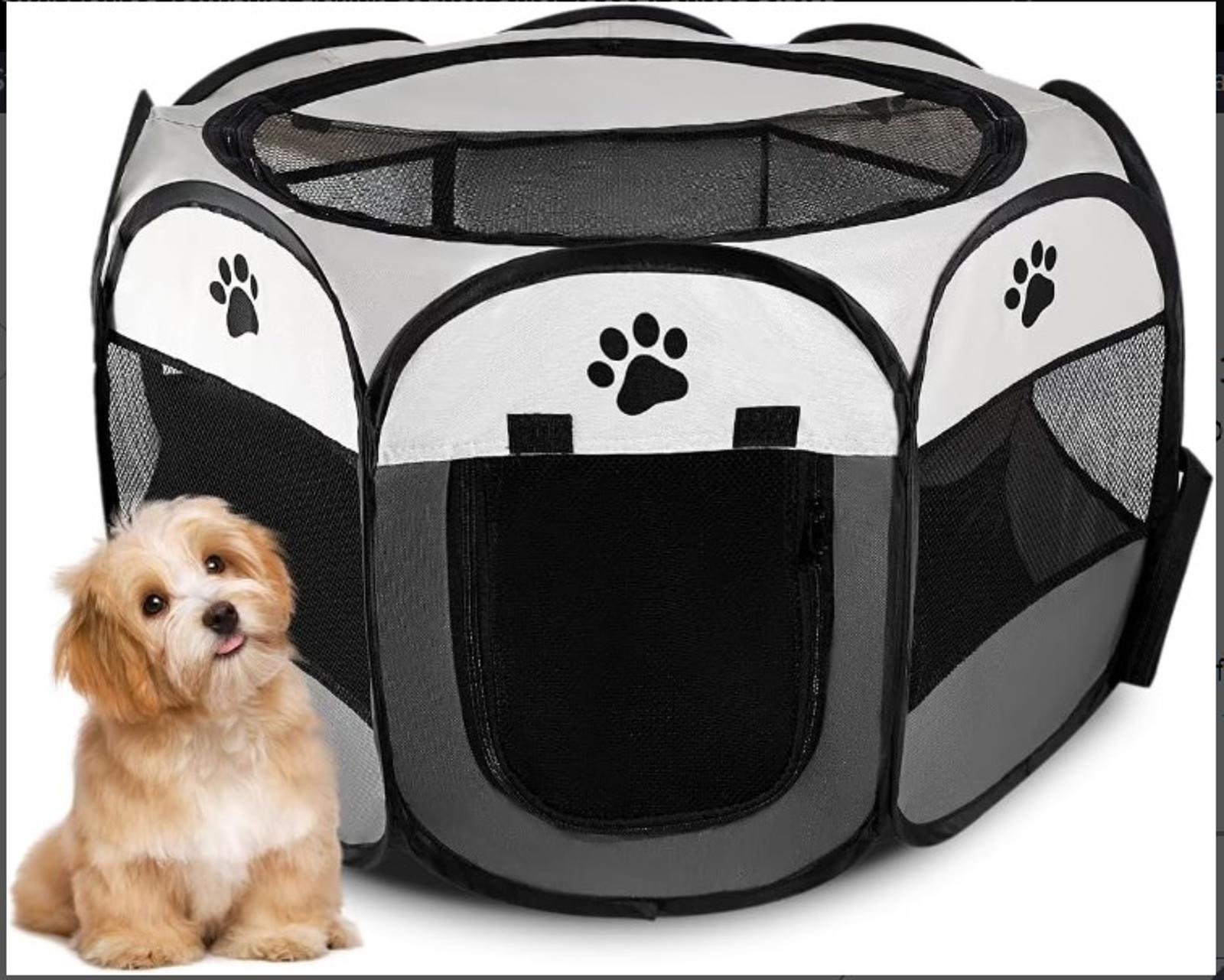 Pet Playpen 30 x 30 x 18 in Foldable Dog Cat Kennel Black