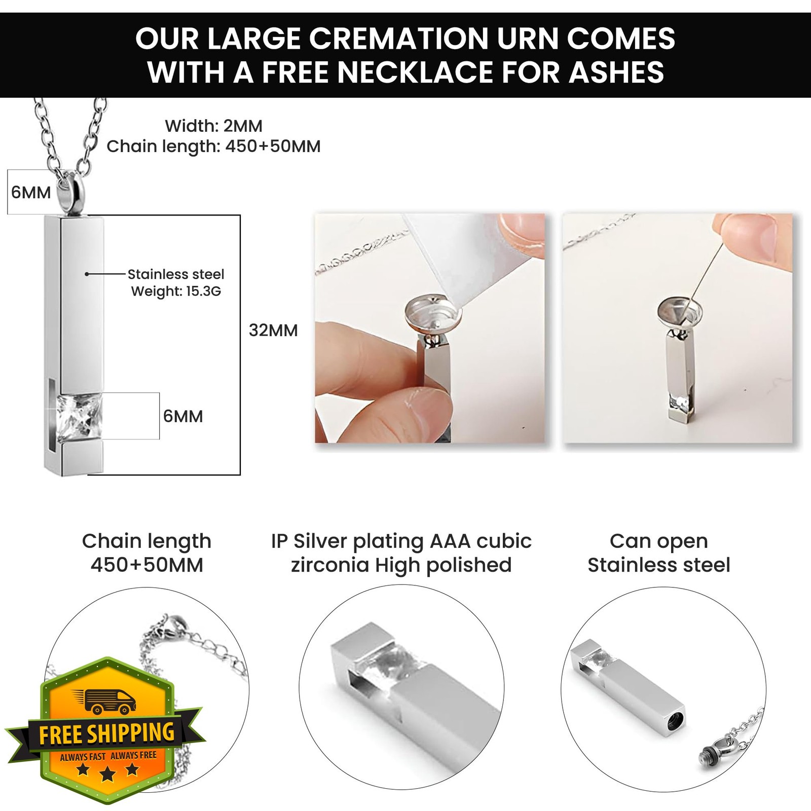 Green Marble Urn for Ashes Adult Large 220 lbs Cremation Urn Necklace