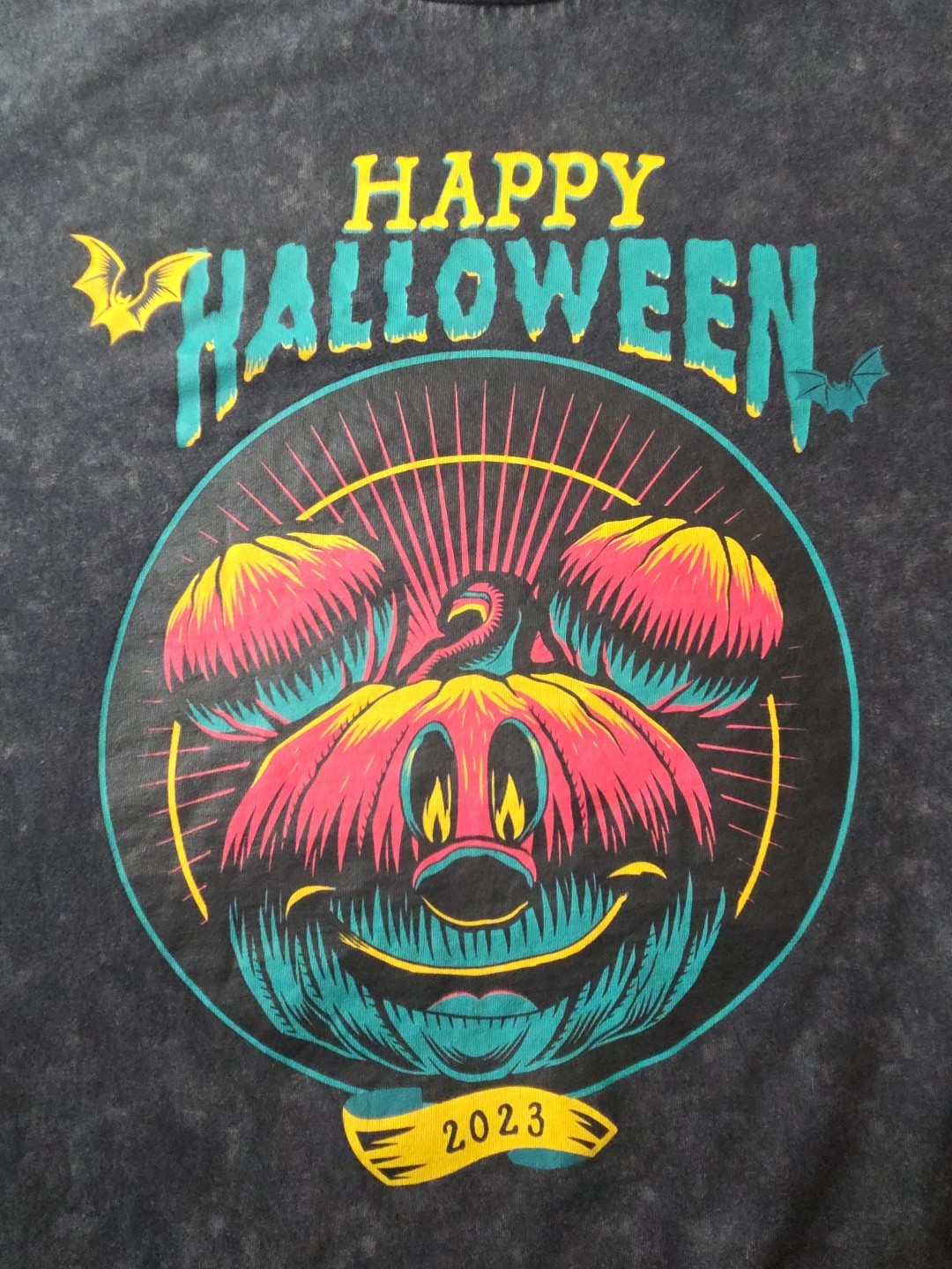 Disney Parks 2023 Happy Halloween Mickey Pumpkin Shirt Black Size S