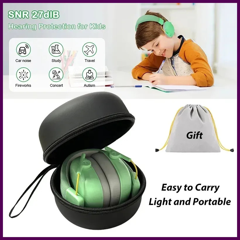 YHKEMA Kids Ear Protection Noise Cancelling Earmuff, SNR 27dB Hearing Protection