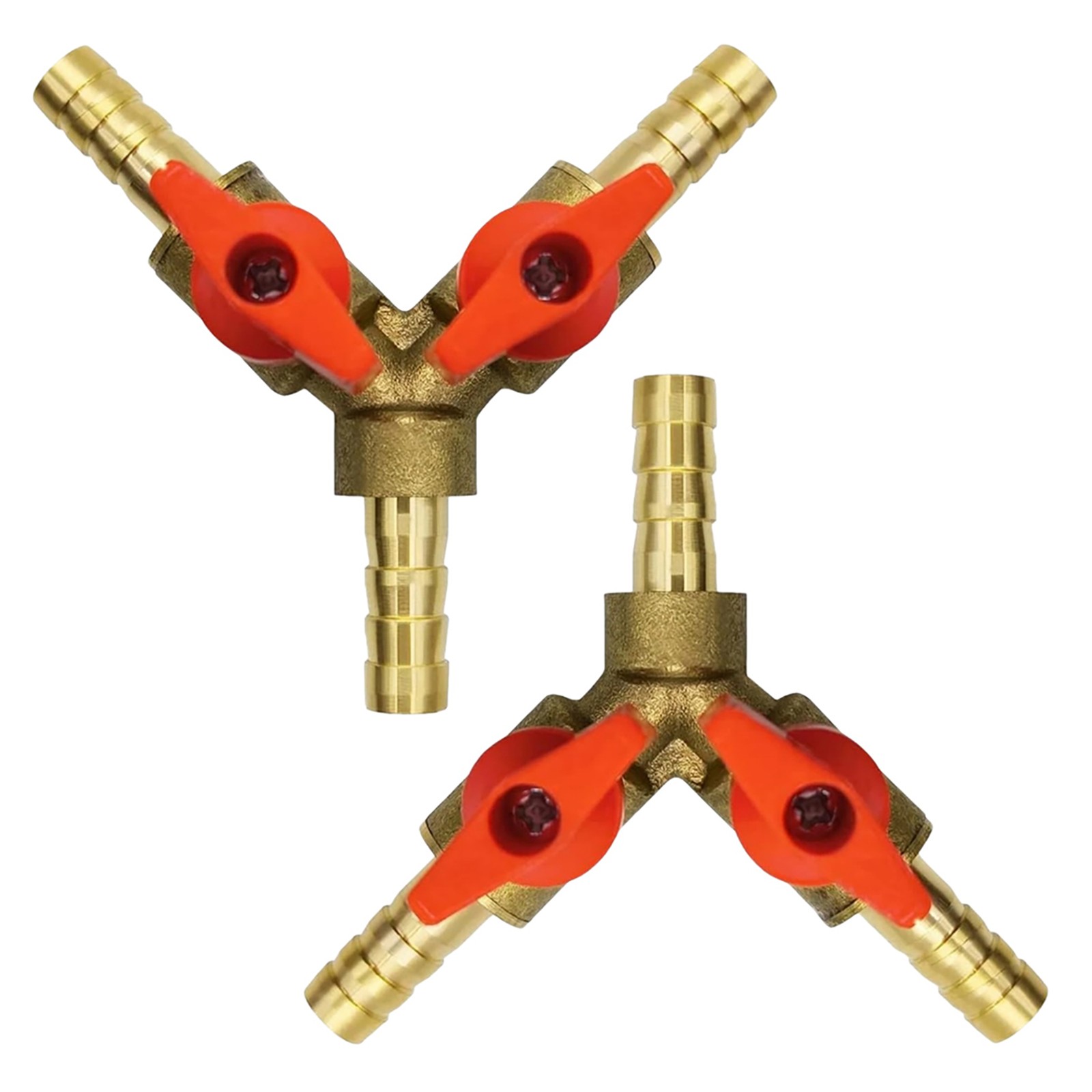 2 Pcs 3/8 Inch Hose Barb 3 Way Shut Off Valve 2 Switch For Gas Line System