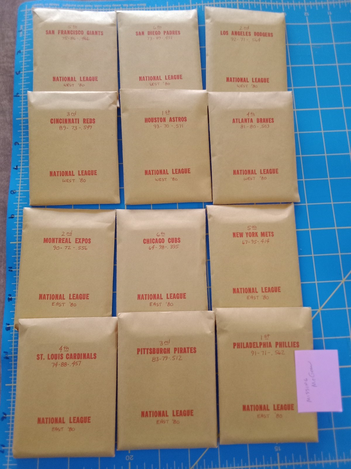 1980 APBA BASEBALL CARDS IN ENVELOPES WITH XB CARDS excellent condition