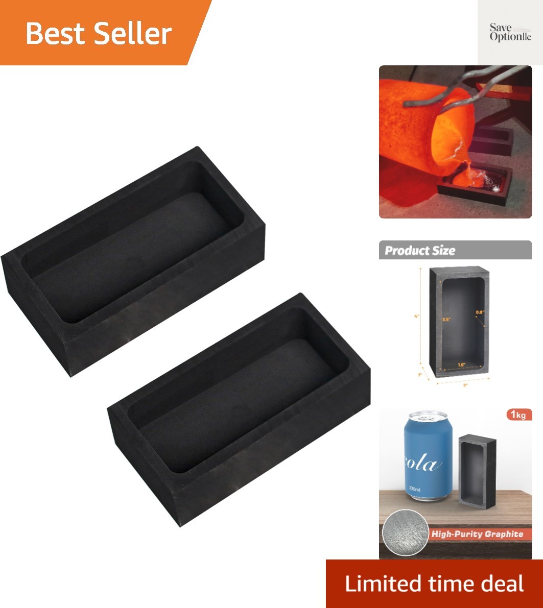 2 Pieces 1kg Graphite Ingot Molds for Casting Gold Silver Aluminum Copper Bra...