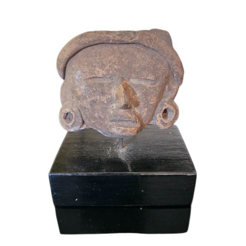 Pre-Columbian Vericruz Teotihuacan Pottery Head Fragment Mounted