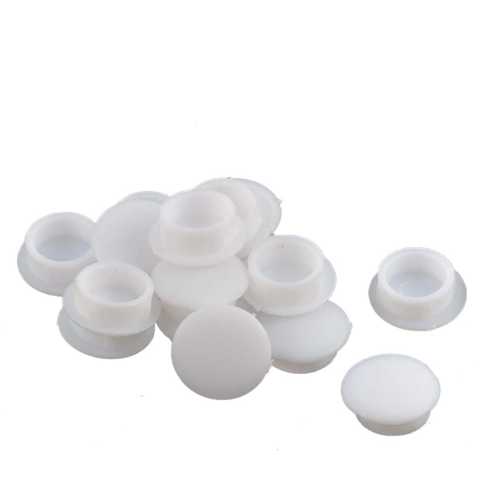Plastic Round Flush Mount Cable Connector Hole Cover Stoppers White 10mm 16pcs