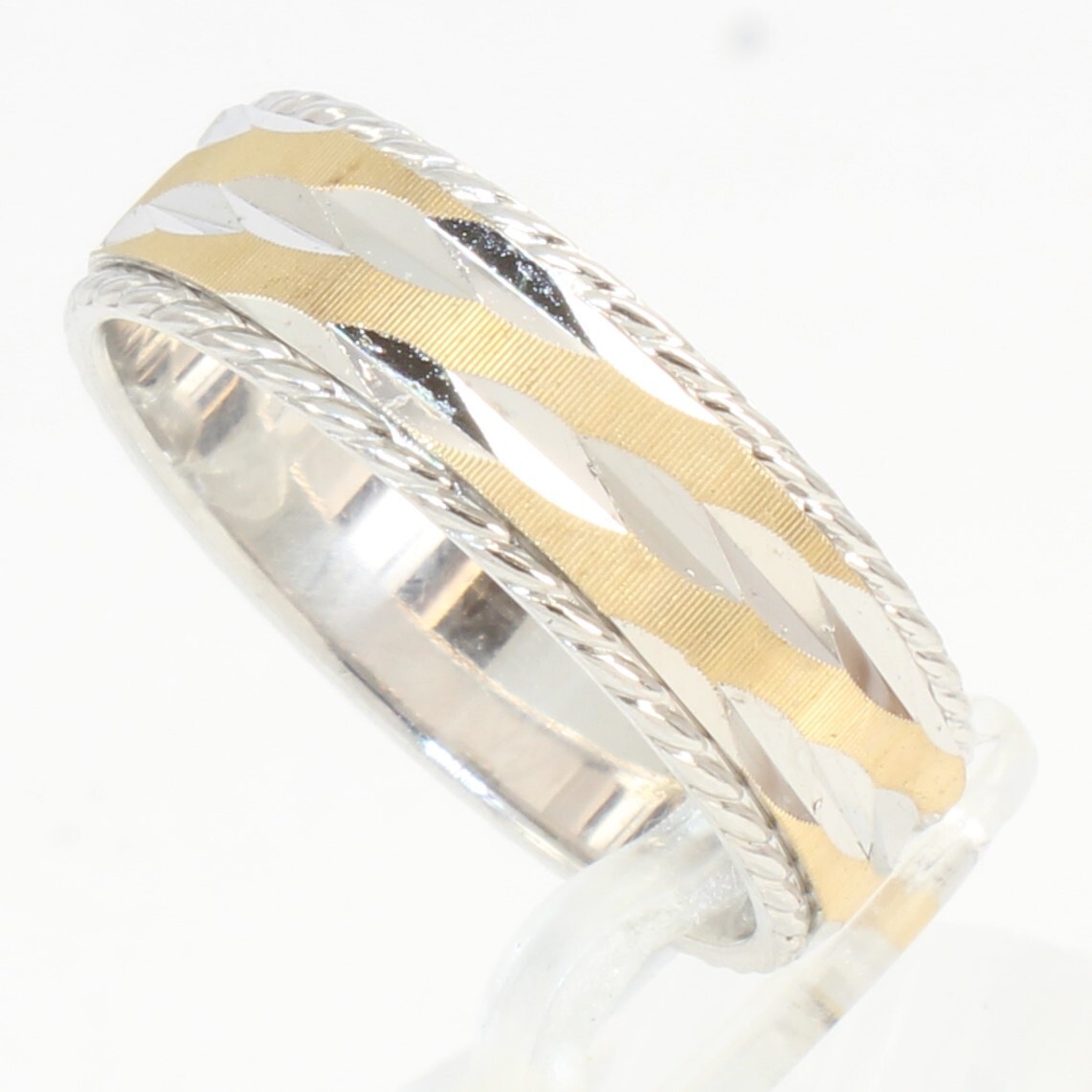 Solid 10k White & Yellow 7g. Gold 2-tone Men's Wedding Band Ring Large Size 10