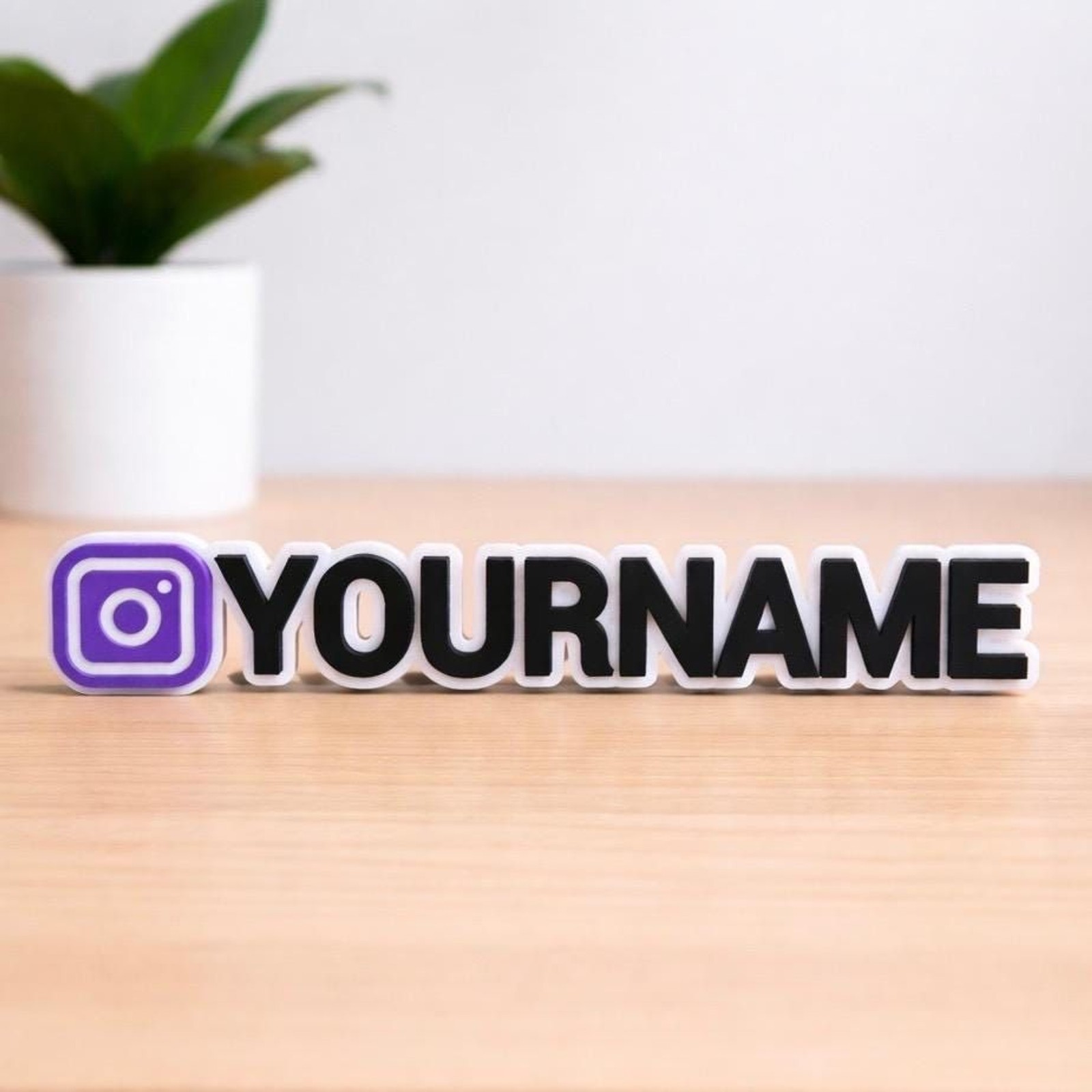 Custom Instagram Name Plate – 3D Printed Desk Sign with Logo and Handle